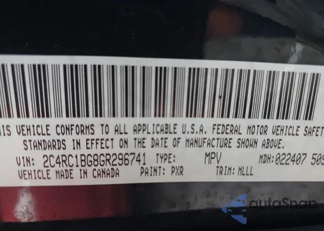 2016 Chrysler Town & Country Touring from USA, damaged, VIN 2C4RC1BG8GR296741